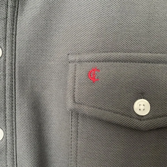 Criquet Men's Long Sleeve Pique Polo Shirt Pima Cotton Large Gray L golf 125$ - Picture 3 of 8